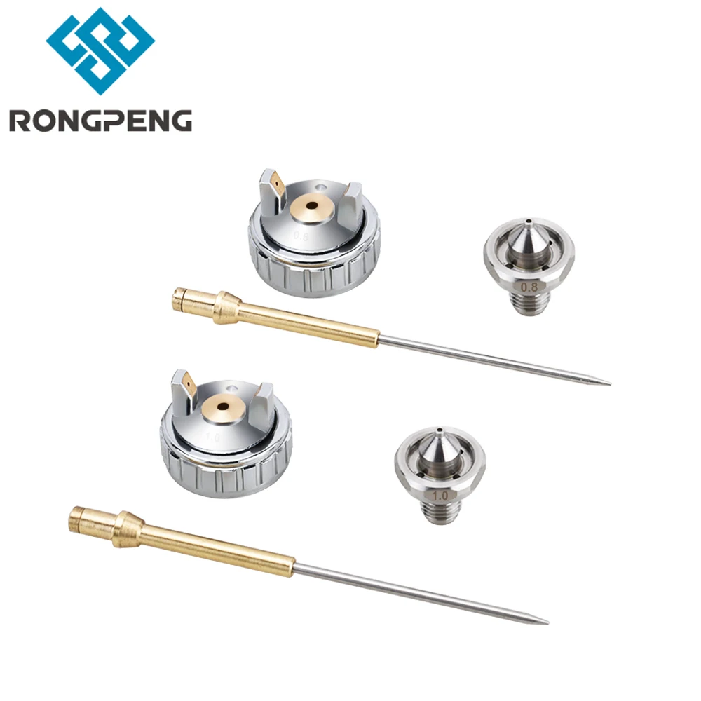 RONGPENG High Quality 0.8mm 1.0mm Spray Gun Nozzle Kit Needle Air Cap Set For R100 Airbrush
