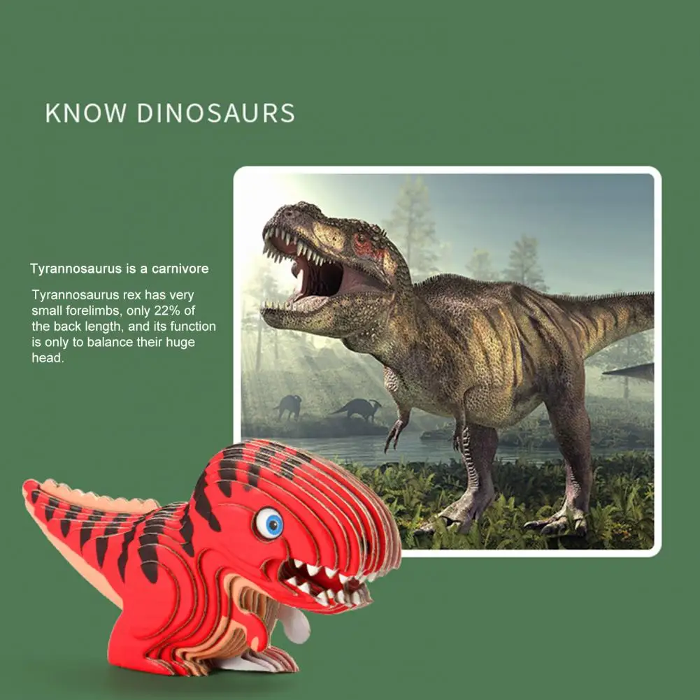 Baby Toy Montessori 3D Puzzle DIY Jigsaw Board Wooden Puzzle Dinosaur Animal Handmade Educational Assembly Toy Gift for Children 4