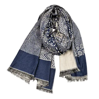 

Women Scarf 2019 Women Autumn Winter Vintage Long Black White Print Scarves Ethnic Scarf Muffler Cape