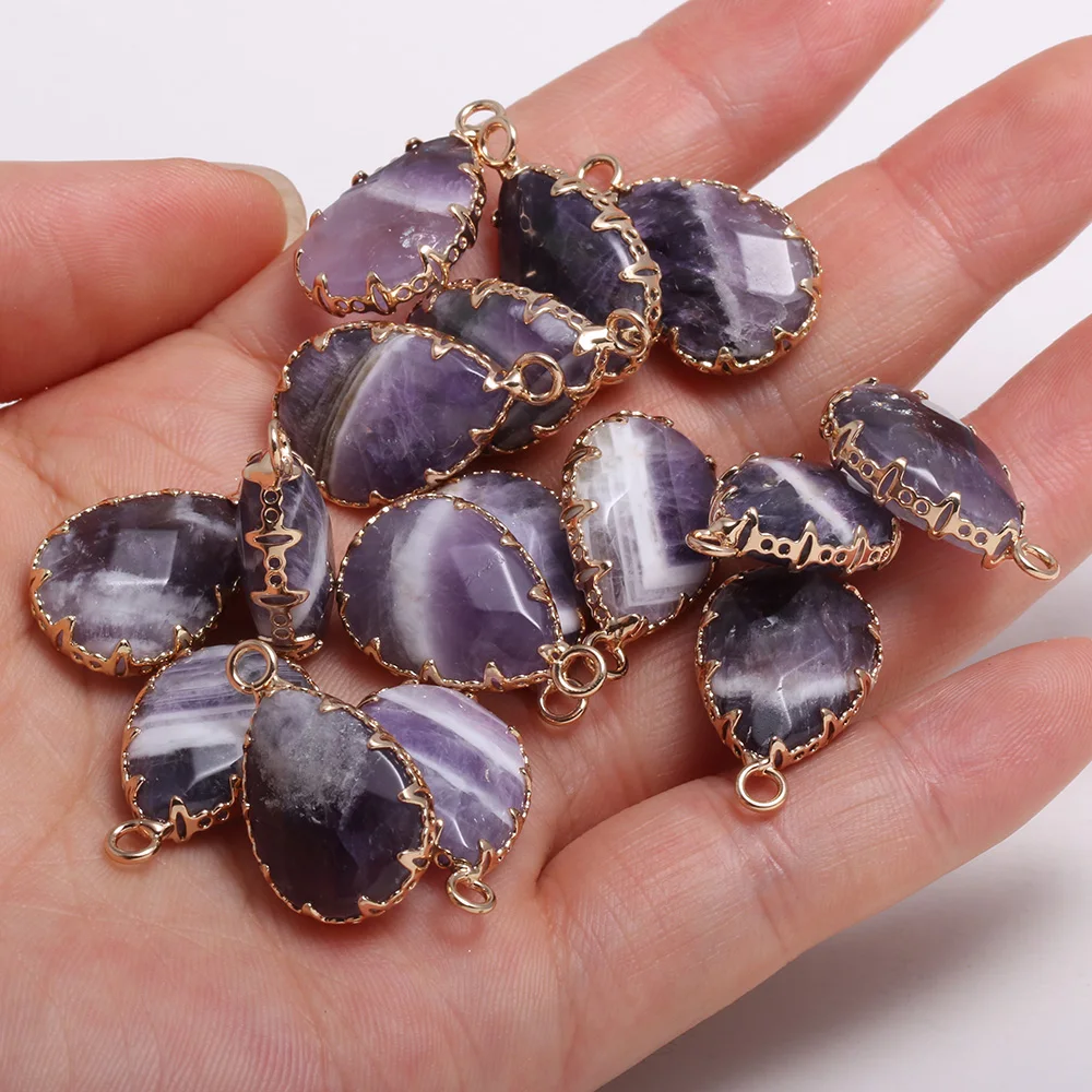 4 Pieces Natural Stone Pendants Water Drop Shape Faceted Amethysts Lace 13x23mm Charm for Jewelry Making DIY Necklace Bracelets | Украшения