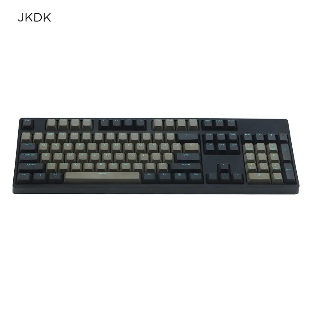 Колпачки для клавиш JKDK Dolch sky Double shot PBT Черные Серые смешанные синие слова 87 104 108