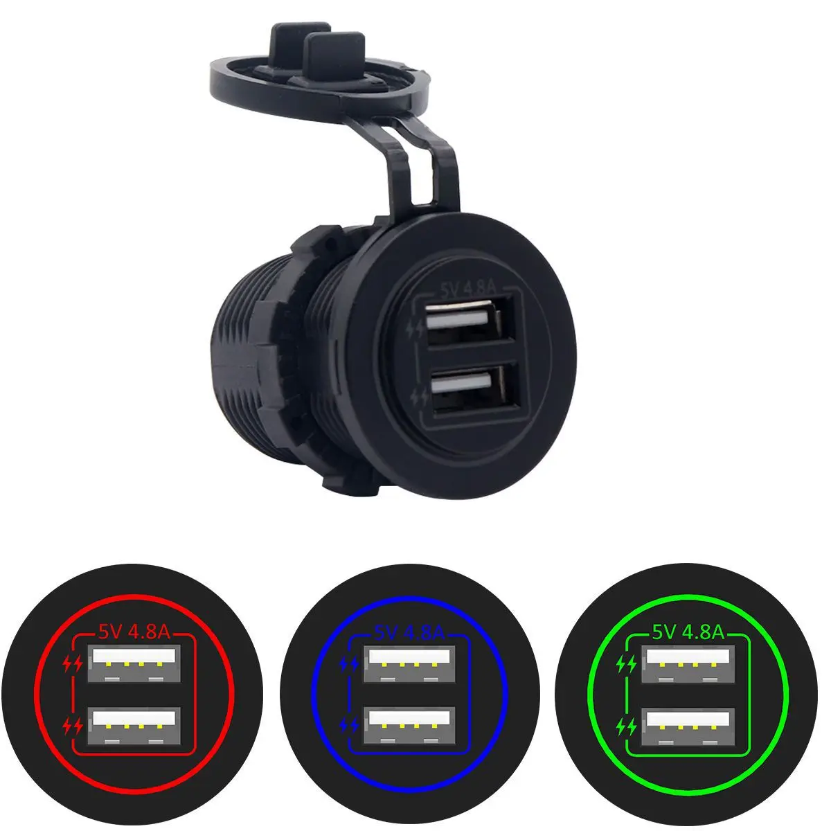

2019 New Style Car Mounted Charger 5V 4.8 a Mobile Phone USB Modified Car Charger with Atmosphere Aperture Mobile Phone Charging