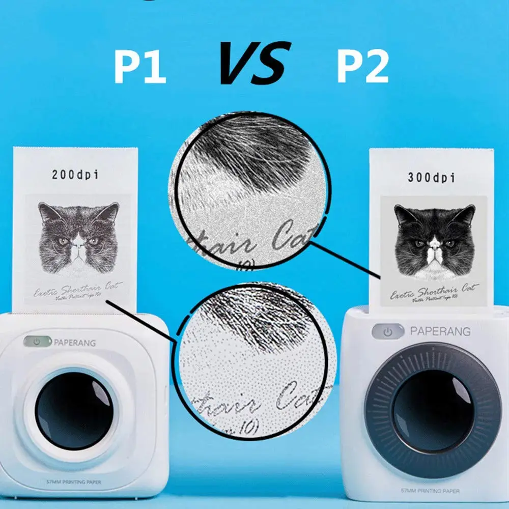 PAPERANG P2 Pocket Portable Bluetooth Photo Printer Mini 300 DPI Thermal Label Sticker Printer For Mobile Phone P1 200 DPI