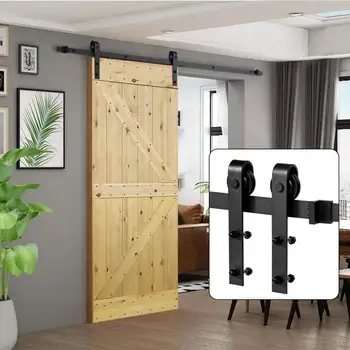 

2M/3.66M Arrow/I-shaped Sliding Track Space-Saving Door Roller Hanging Rail door slide rail set Hardware Sliding Door System