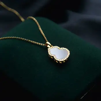 

Original design New silver inlaid natural Hetian white jade gourd Pendant Necklace Chinese style retro charm women's jewelry