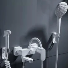 Grifos de ducha de baño Dofaso vintage montura de pared blanca, grifo de ducha de baño de latón, grifo de ducha de cascada
