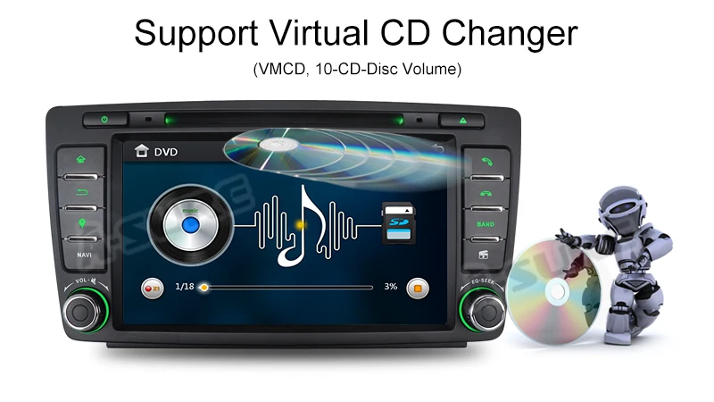 Flash Deal A-Sure 2 Din 7 Inch Car Radio DVD player Stereo GPS Navigation For SKODA Octavia Yeti Fabia 2009-2013 Bluetooth RDS CANBUS 13