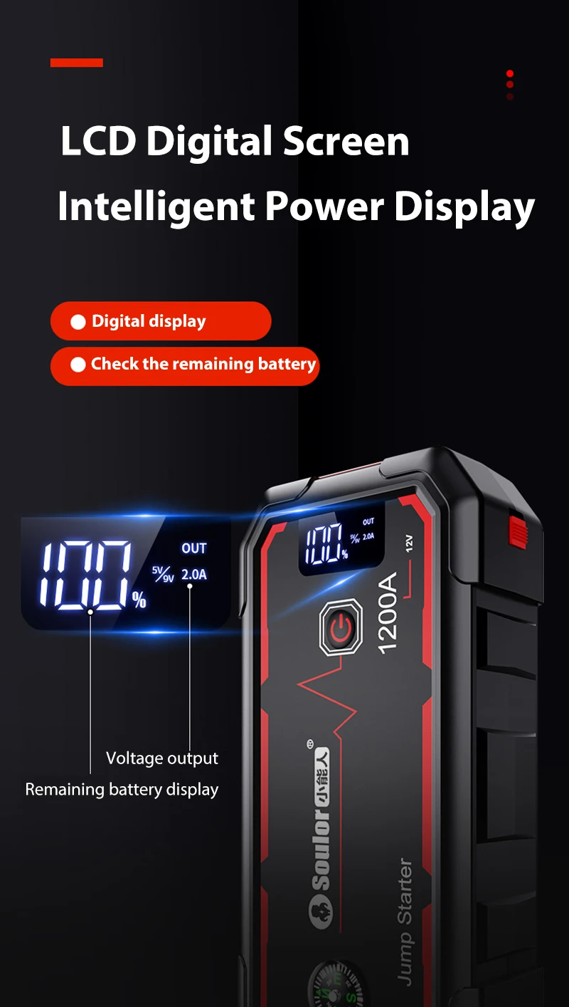 Soulor Car Jump Starter 38000mAh/26000mah Power Bank Portable Car Battery Booster Charger 12V Auto Starter Starting Device everstart jump starter