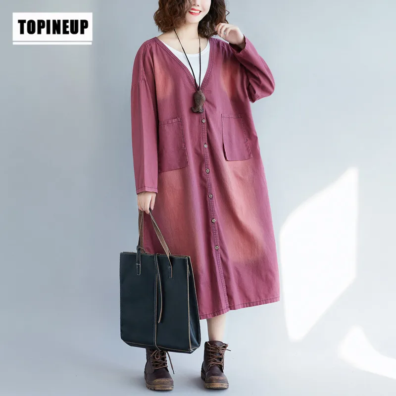 

Printed Cardigan Loose Long Denim Sobretudo Feminino Trench Coat Loose Oversized Feminine Coat Spring Autumn Female Casual Coat