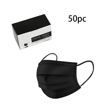 

PM2.5 50PC Disposable Face Mask Denta Industrial 3Ply Ear Loop Protection Printing Face Mouth Mask Outdoor Unisex Washable