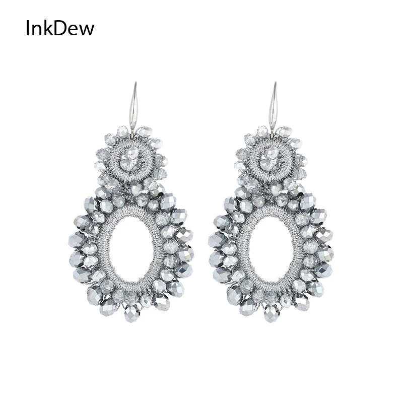 Женские серьги-капельки INKDEW двойные круглые серьги с плетеными бусинами ручной