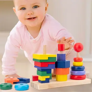 

Baby Stacking Cup Color Rainbow Stacking Ring Tower Toys Early Educational