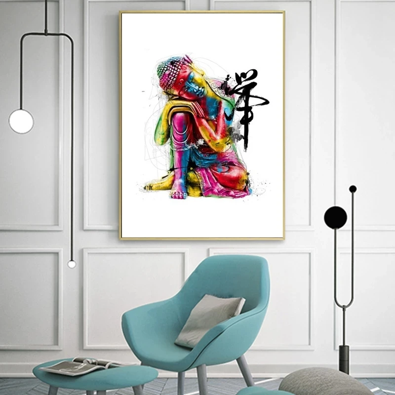 Canvas Painting Modern Colorful Buddha Wall Art Posters and Prints Buddhist Mandala Watercolor for Living Room Home Decoration | Дом и сад