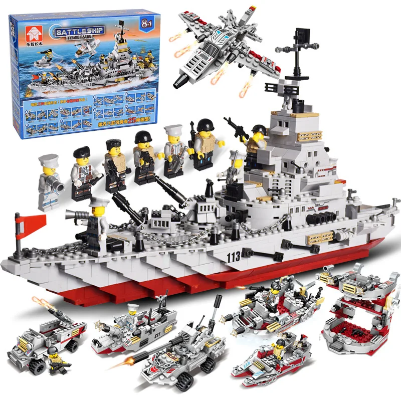 

Leyi 63002 Military Series 113 Cruiser Battleship Children'S Educational Assembled Building Blocks Toy Boy Fight Inserted