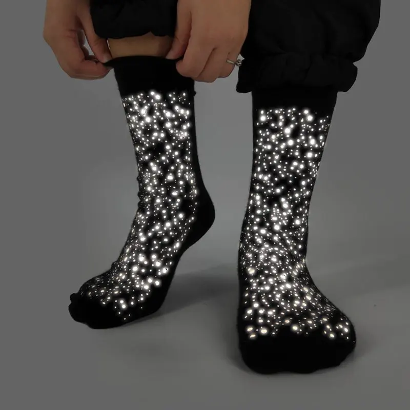 

Starry Reflective Socks Women Thicken Autumn Winter Fashion Academic Style Cotton Warm Moisture Wicking High Elastic Socks