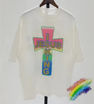 

New JESUS IS KING T-shirts Oversize Kanye West Sunday Service Tee Shiny Logo JESUS IS KING T shirt