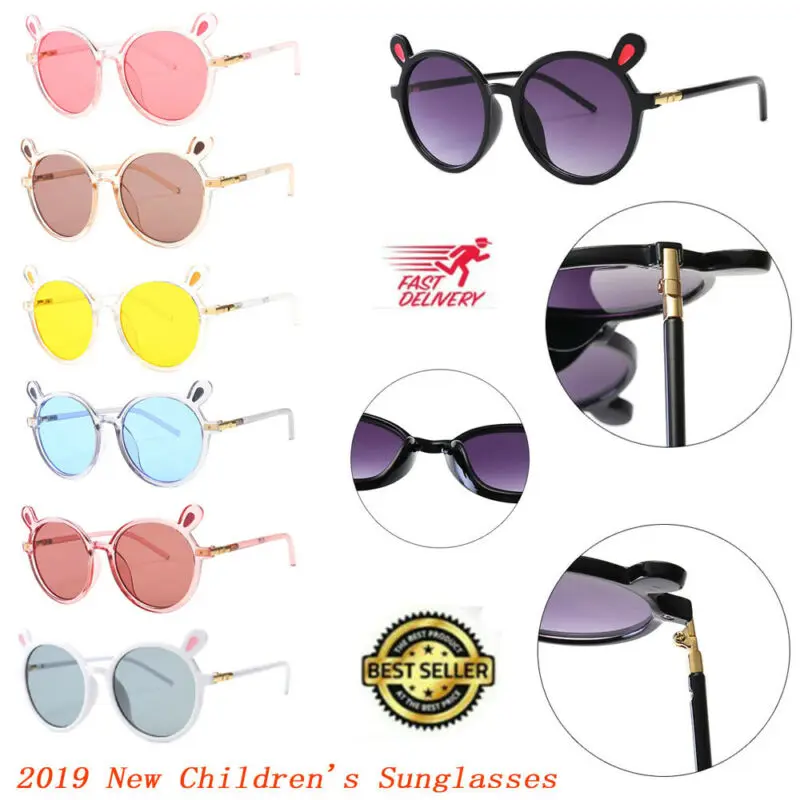 

Kids Sunglasses Retro Summer Kid Toddler Cartoon Ears Sunglasses Metal Frame UV400 Protection 7Colors
