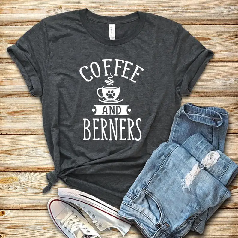 

Coffee and Berners Shirt Women's Short Sleeve Tees Fashion 100% Cotton O Neck Female Clothing Plus Size Casual shirt women 2021