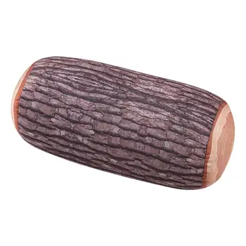 

1Pc Cylindrical Cushion Nap Pillow Wood Grain Pillow Office Cushion(Light Brown)