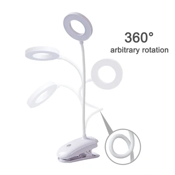 

3 Clip Desk Lamp 7000K Eye Protection Desk Light Dimmer Rechargeable USB Led Table Lamp LED Table Lamp Touch On/ Switch