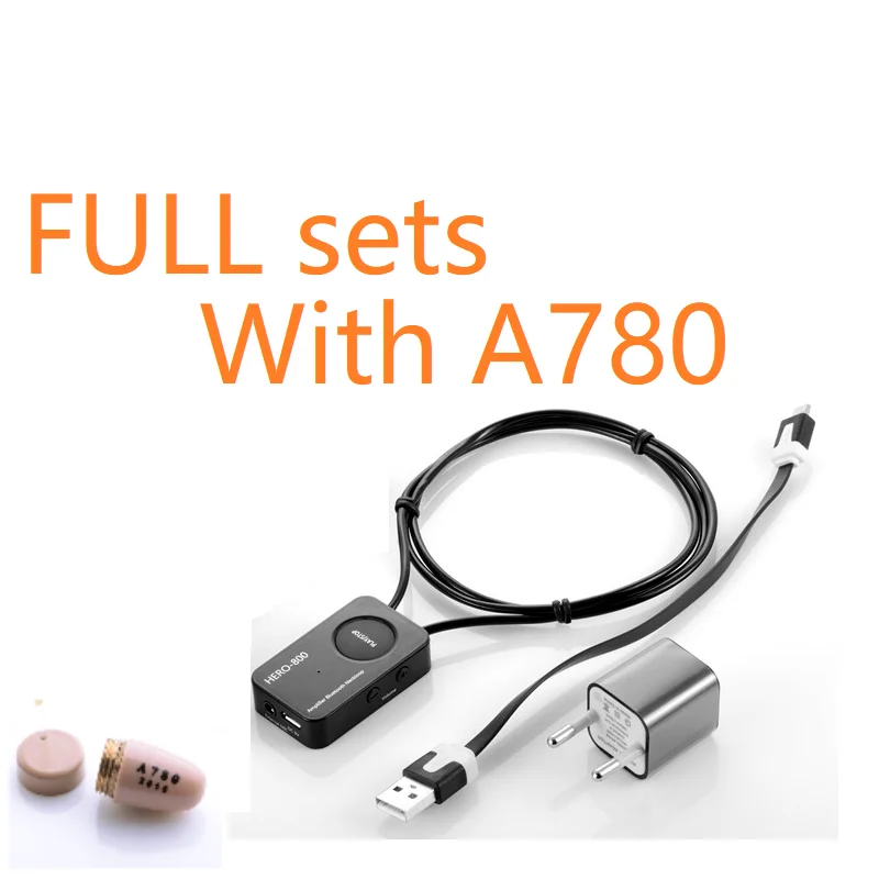 Full sets with A780 EDIMAEG 4,5 Вт Мощный усилитель беспроводной Bluetooth NeckLoop для слухового аппарата и наушника с Т-катушкой для ответа на сотовый телефон - Цвет: Full sets with A780
