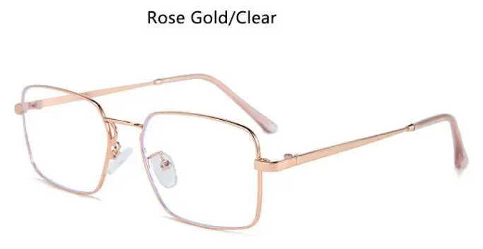 rose gold clear Винтажные прямоугольные прозрачные очки для женщин, металлическая прозрачная оправа для очков, женские очки для близорукости, оправа для очков, мужские очки - Цвет оправы: rose gold clear