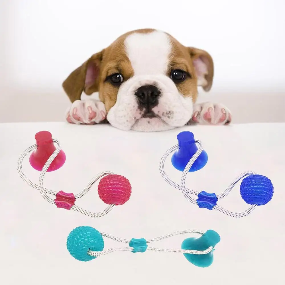

Pet Cats Dogs Interactive Suction Cup Push TPR Ball Toys Elastic Ropes Pet Tooth Cleaning Chewing Playing IQ Treat Puppy Toys