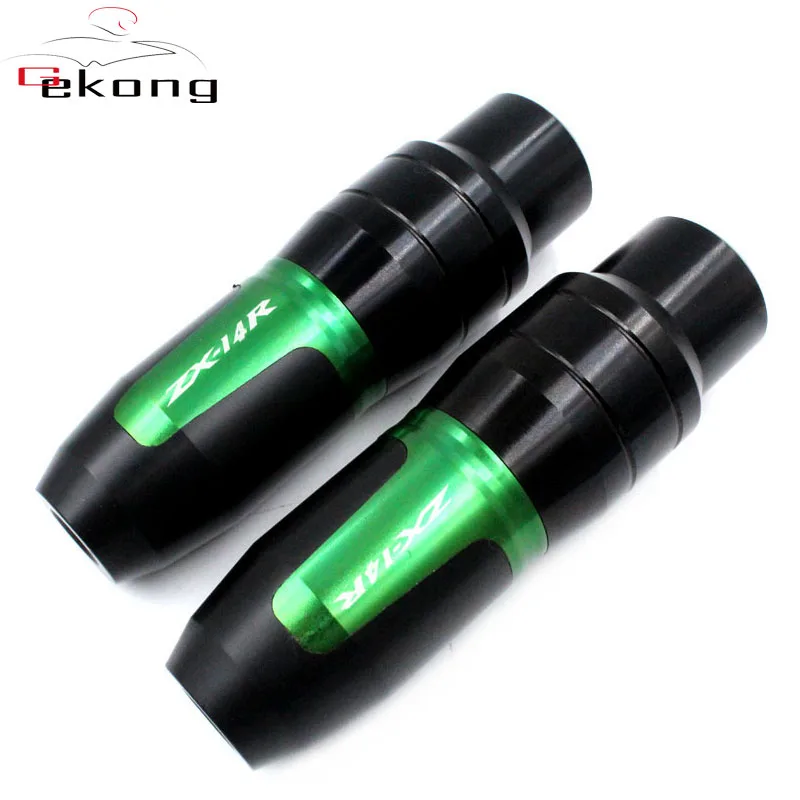Motorcycle CNC Fit For Kawasaki NINJA ZZR1400 ZX14R ZZR 1400 ZX-14R Frame Crash Pads Exhaust Sliders Crash Protector With logo - Цвет: Green