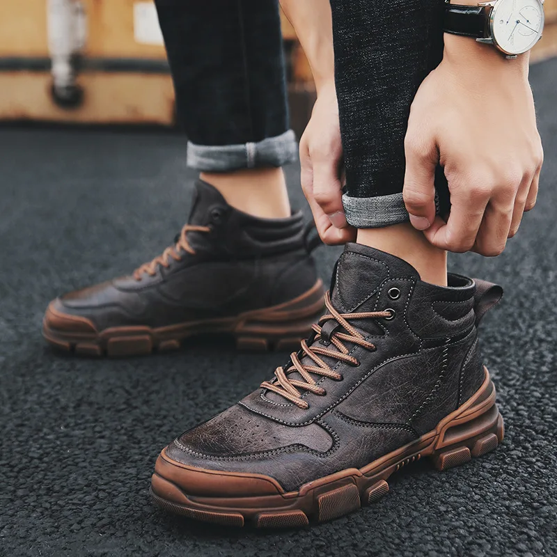 Новинка; сезон осень-зима; мужские ботинки с высоким берцем; удобные ботинки в тактическом стиле; обувь для пустыни; Мужская обувь; I5-17
