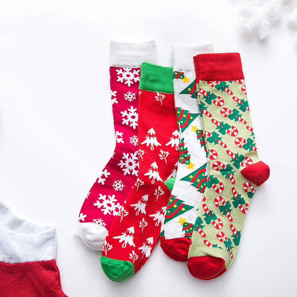 Рождественские носки с принтом; женские яркие повседневные хлопковые носки без пятки; Skarpetki Damskie; рождественские носки; Calcetines Mujer