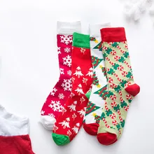 Рождественские носки с принтом; женские яркие повседневные хлопковые носки без пятки; Skarpetki Damskie; рождественские носки; Calcetines Mujer