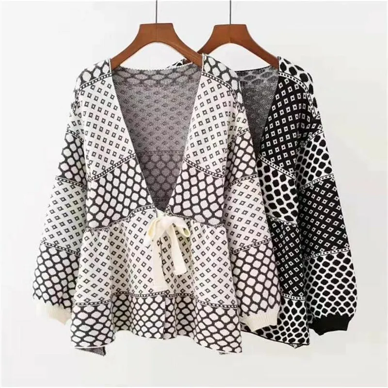 #Special Offers Women sweater 2019 cardigans dot pattern and sashes new fashion style spring and autumn suit office lady #Special Offers Women sweater 2019 cardigans dot pattern and sashes new fashion style spring and autumn suit office lady