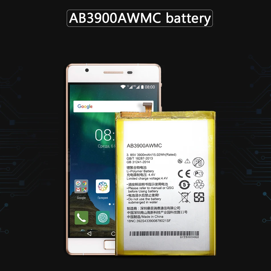 

AB3900AWMC Mobile Phone Replacement Battery For PHILIPS X818 Xenium CTX818 Li-Polymer Battery 3900mAh
