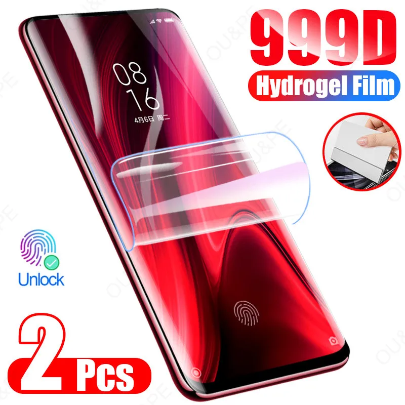 2Pcs Screen Protector For Xiaomi Redmi Note 8 8T 7 9 9C Pro Hydrogel Film Mi 10 SE 9T A2 Lite Poco X3 Not Glass | Мобильные телефоны