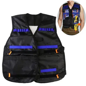 

1pc Tactical Vest with storage pockets Adjustable For War Game Battle Game Blaster Storage Vest (Black Blue)