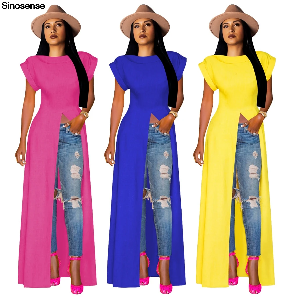 

New Summer Rose Red Blue Yellow Dress 2019 Short Sleeve O Neck Split Long Maxi Dress Women Club Party Night Wear Sexy Dress XXL