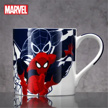 

Disney Marvel Spider-Man Ceramic Mug The Avengers Cup With Lid Spoon Cartoon Coffee Milk Tea Cups Home Office Kids Gifts M5067