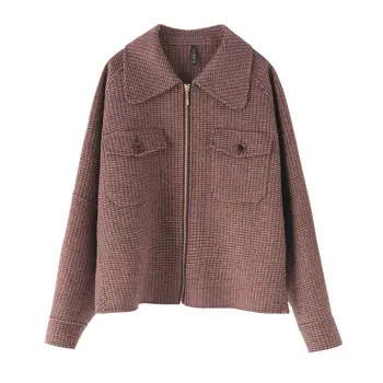 

High-quality Lapel Plaid Jacket 99% Pure Wool Loose Casual Office Women's 2020 Winter Woman Double-sided Cashmere Coat