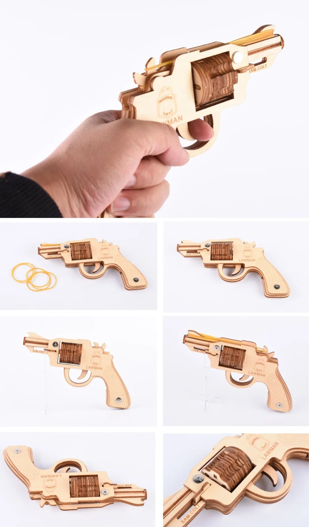 Colt Revolution Bubber Band пистолет DIY 3D деревянная головоломка по дереву набор для сборки режущие деревянные игрушки для рождественского подарка 3207