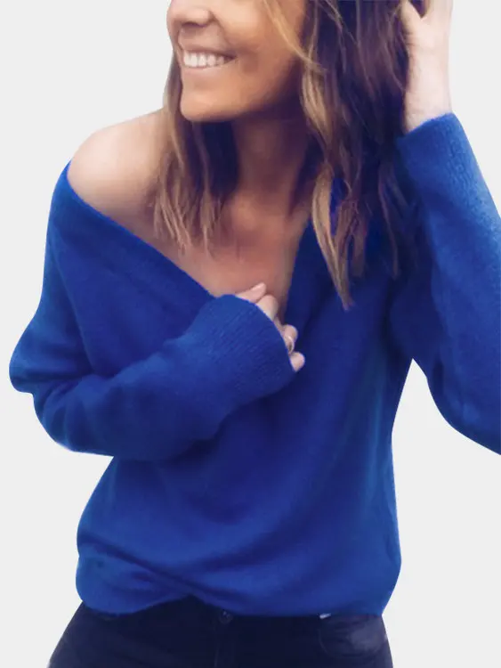 Bella Philosophy осенний вязаный свитер для женщин с v-образным вырезом модный однотонный Повседневный свитер с длинными рукавами сексуальный женский пуловер