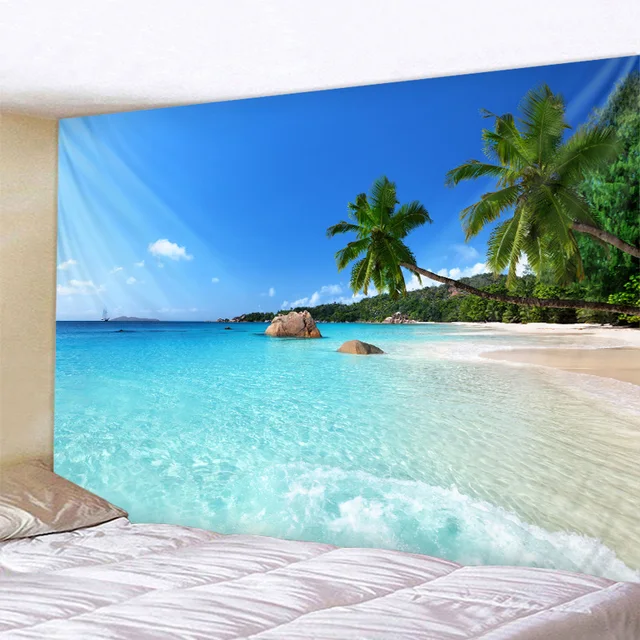 Tapisserie de plage tropicale nordique Mandala tenture murale Hippie décoration de chambre tapisserie psychédélique tapisserie bohème, 6 tailles 1