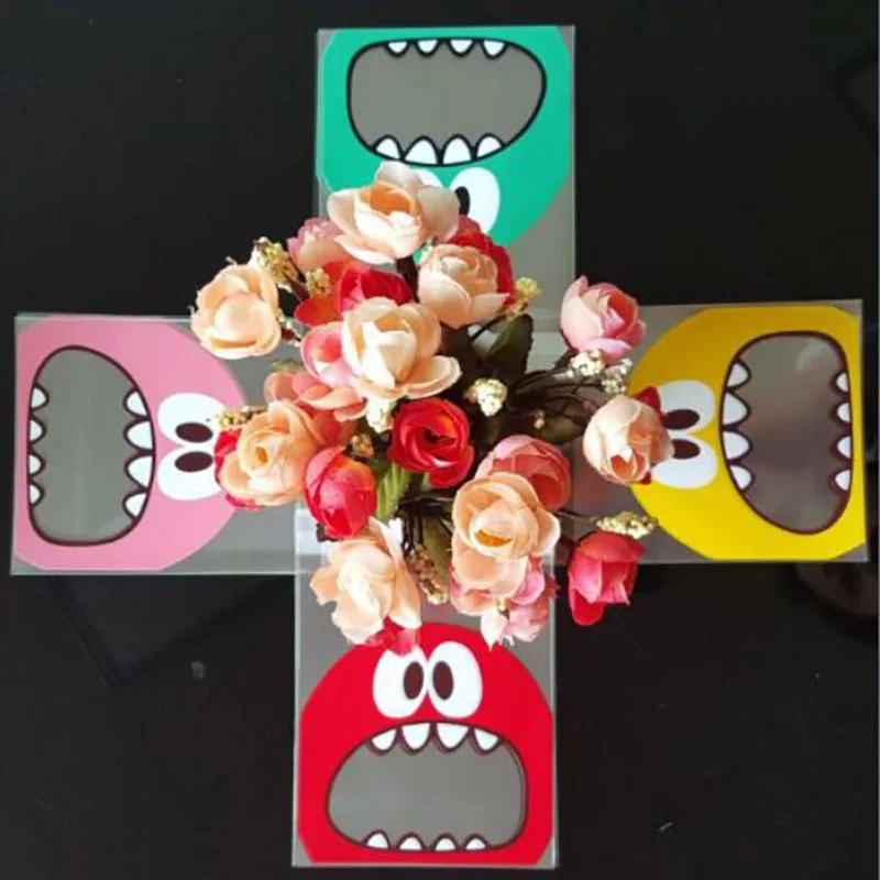 100PCS Gift Bag Cute Little Monster Bags Packing Candy Present For Sweets Ziplock Wedding Favors Packaging 3