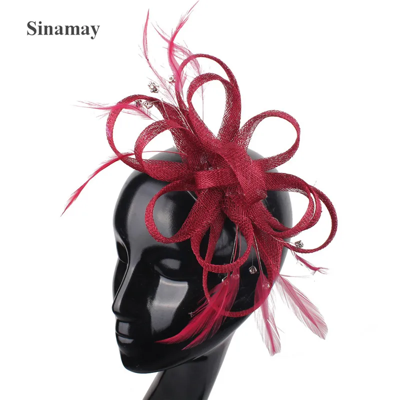 

Nice Sinamay Wedding Fascinator Hat Elegant Women Mesh Hair Accessories Hair Clip For Ladies Formal Party Dinner Headdress