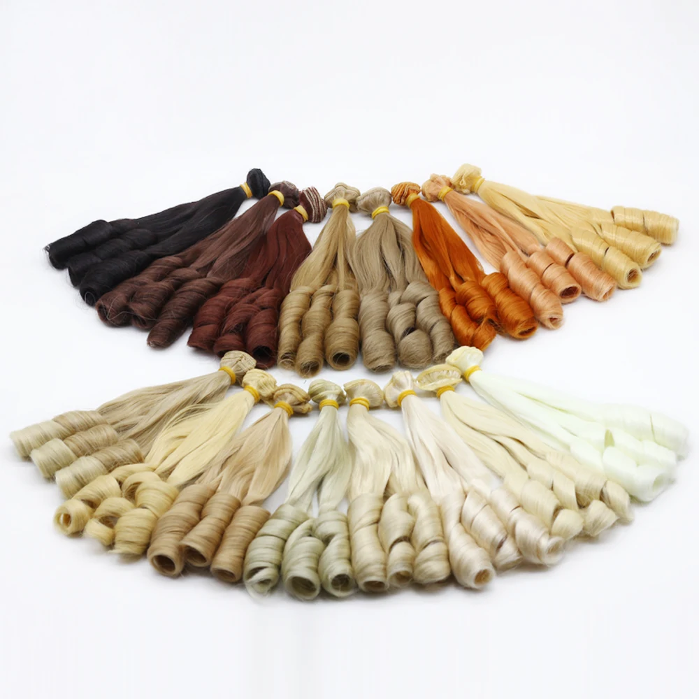 

20cm high temperature big wave handmade doll wigs diy Texitle 1/3 1/4 doll curly hair trees