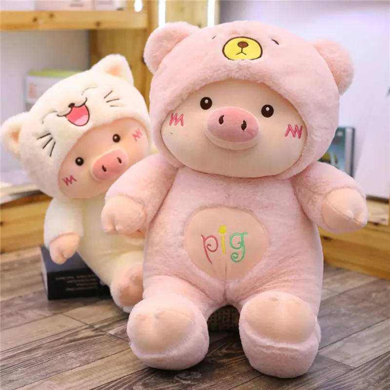 Kawaii Pig Stuffe, плюшевая кукла, косплей, кот, медведь и собака, игрушка, детская мягкая подушка в виде животного, свинка, детская подушка для девочек, подарок на день рождения, Рождество