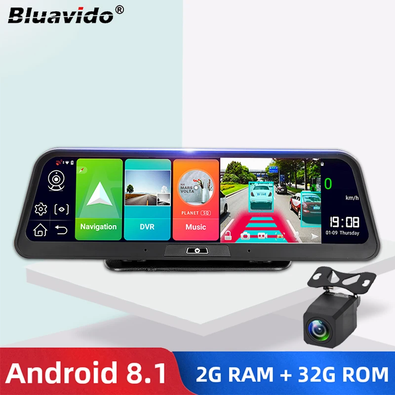 

Bluavido 10" IPS 4G Android Smart Car DVR Camera GPS Navigation ADAS FHD 1080P Car video Recorder WiFi Live Remote monitoring