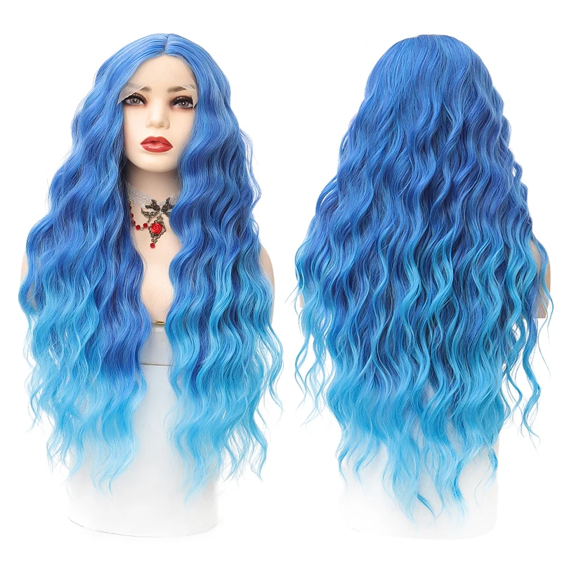 Blue long wig YV42922