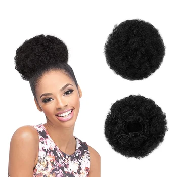 

Postiche Afro Puff Hairpiece Hair Bun Natural Chignon with Clips and Drawstring For Black Women