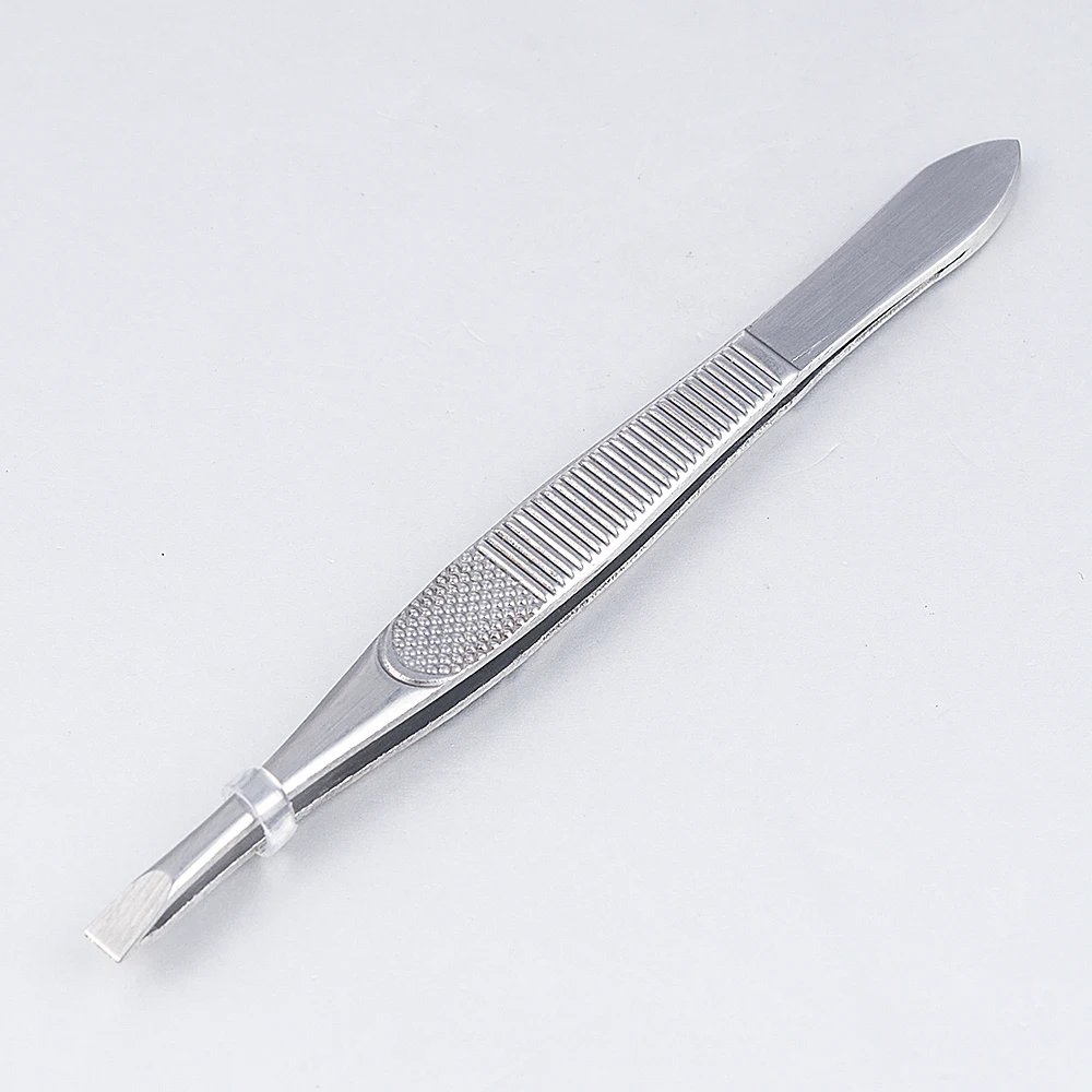 1PCS Eyebrow Hair Tweezers Professional Eyebrow Hair Removal Tweezer Flat Tip Tool Stainless Steel Convenient Small No Rust 3