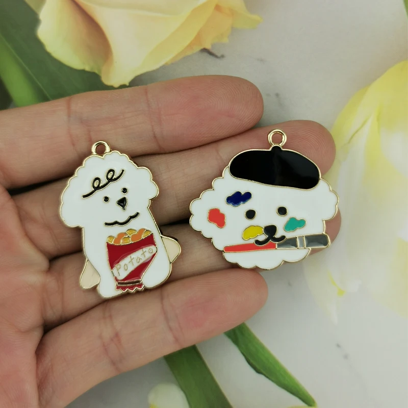

MuhNa 10pcs Cartoon Dog Enamel Charms For Jewelry Making Art Puppy Earring Pendant Keychain Floating YZ677